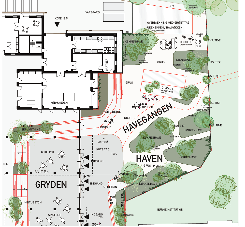 Oversigt over grund - det nye skolebyggeri