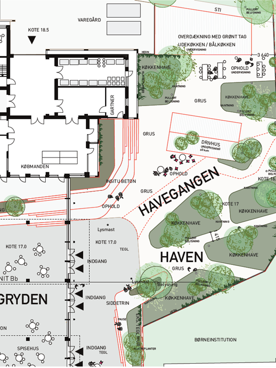 Oversigt over grund - det nye skolebyggeri