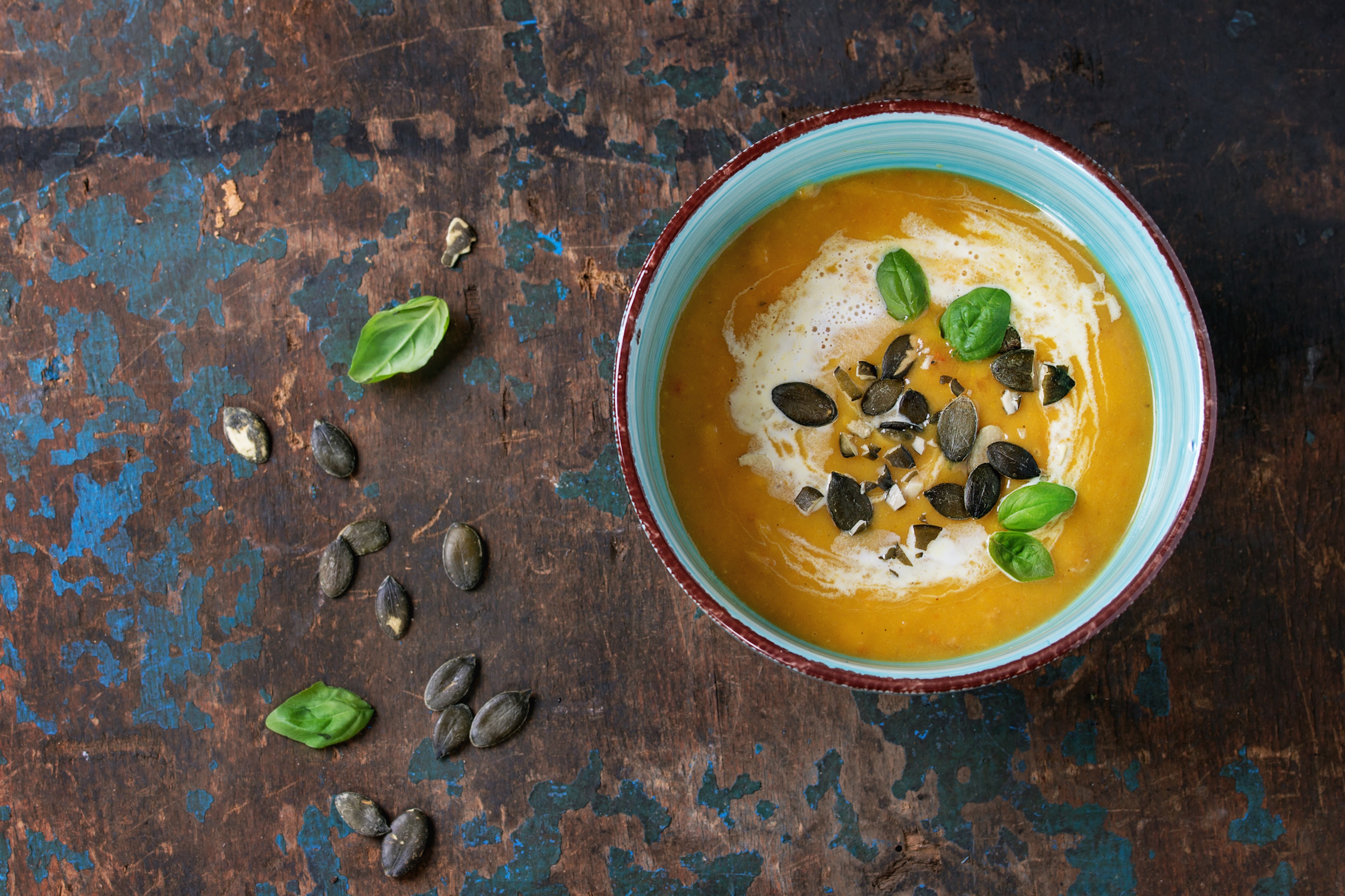 Hotel- og Restaurantskolens opskrift på græskarsuppe.